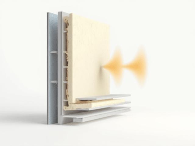 Schnittbild einer schallgedämmten Wandkonstruktion