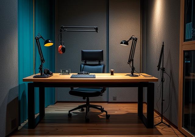 Kreatives Podcast Studio in Berlin mit industriellem Design und professioneller Ausstattung